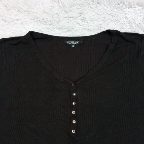 Liverpool Los Angeles Womens‎ Shirt Black XL Button Top Soft Stretch Pullover - Picture 5 of 11